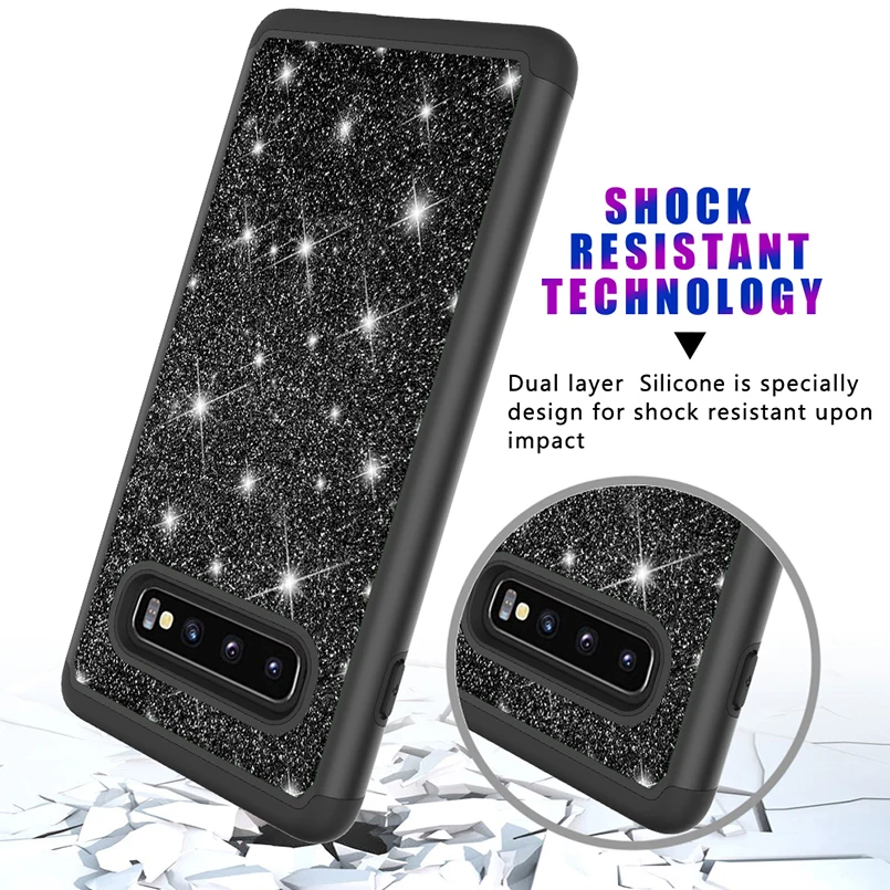 Силиконовый чехол сверкающий с блестками для samsung Galaxy S10 S9 plus мягкий из ТПУ задняя