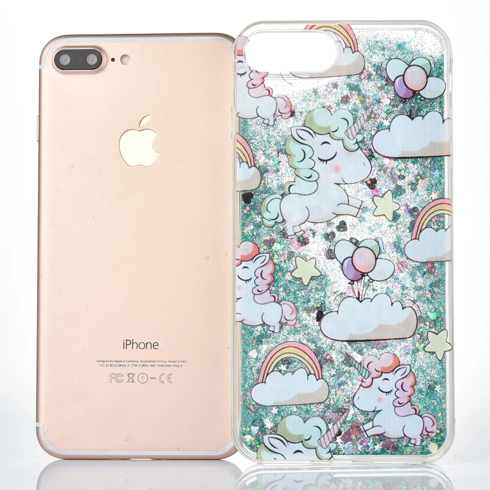Милый мультфильм Единорог чехол для iphone 8 7 Для женщин блеск plus бампер