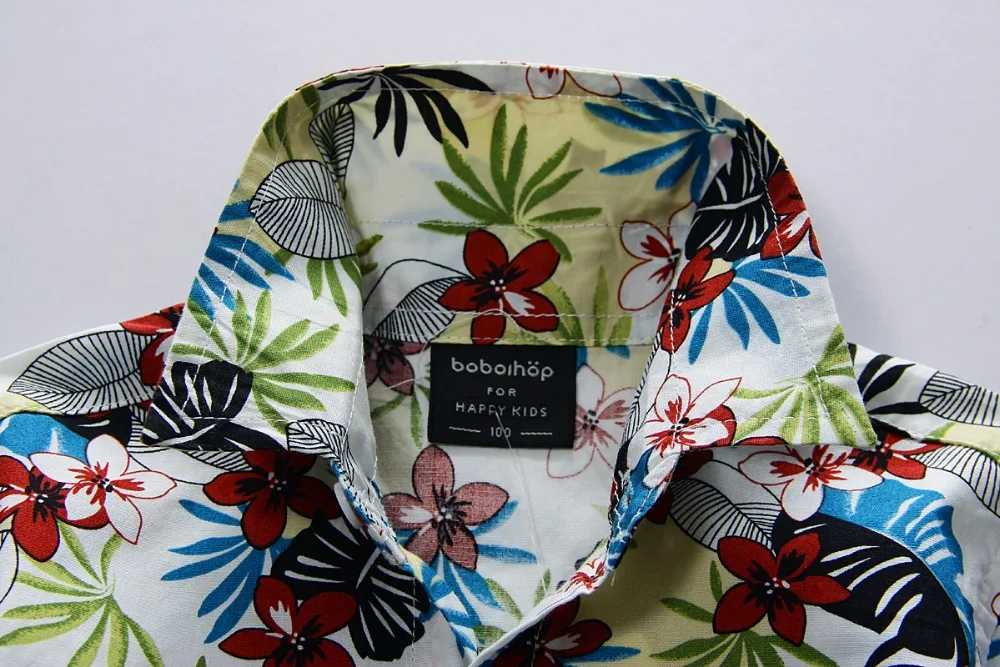 Рубашка из 100% хлопка с цветочным принтом гавайская рубашка для мальчиков T1517|shirts