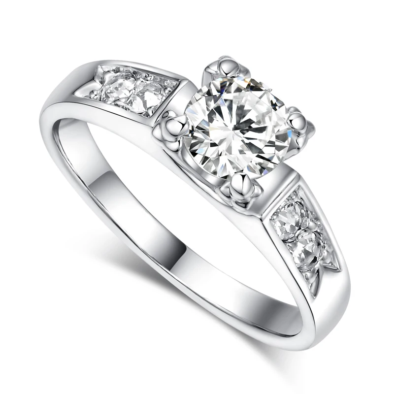 white gold clear 6 предметов, Классические обручальные кольца с кубическим цирконием для женщин, розовое золото, стразы, кольцо для влюбленных R051 - Цвет основного камня: white gold clear