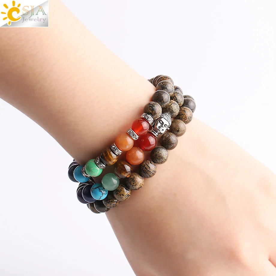CSJA натуральный художественный камень браслет для исцеления чакр с помощью рейки