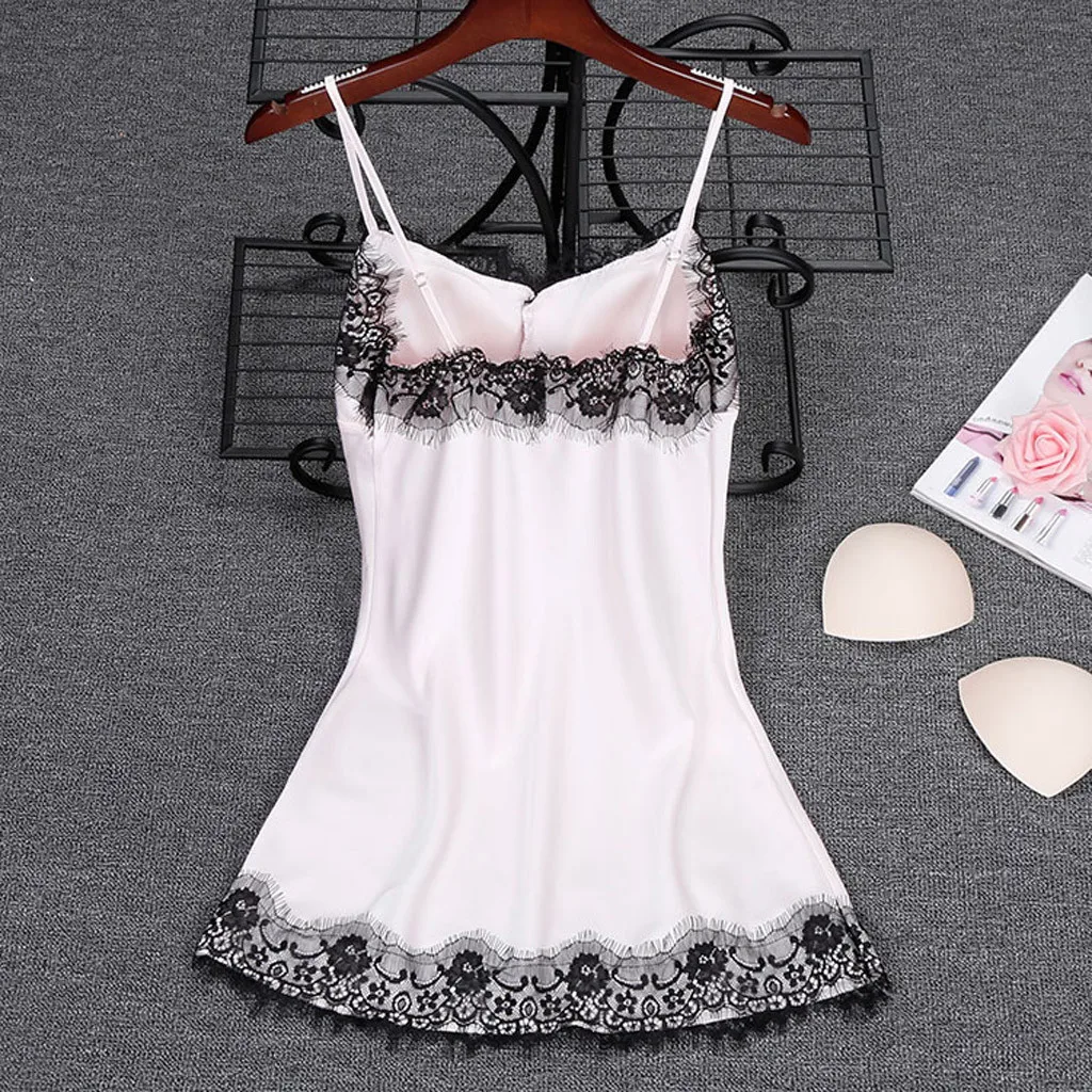 Женское атласное нижнее белье сексуальное с кружевным бантиком на бретельках