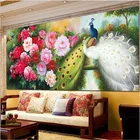 DIY Алмазная вышивка, набор для рисования с круглыми камнями и полотном BFlowers богатый Павлин пейзаж Полный Стразы 5D алмазная живопись Вышивка крестиком, рукоделие