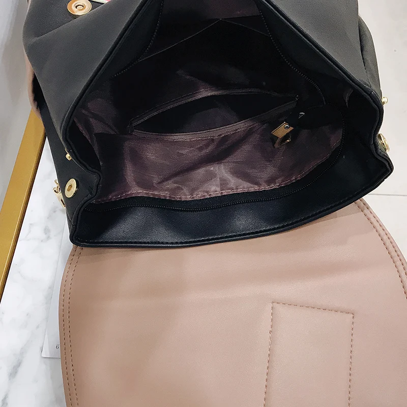 

ANNRMYRS Brand Backpack Women High Quality PU Leather Bags Casual Patchwork Backpacks For Teenger Girls Large Capacity Women Bag