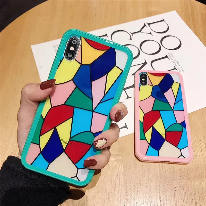 Модный чехол для iPhone 6 6s 7 8 Plus X XR XS Max телефона роскошный корпус из радужного стекла