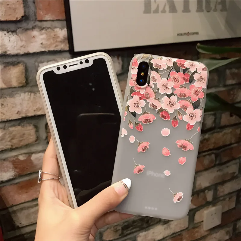 3D тиснение вишневого цвета чехол для телефона samsung Galaxy S10 Lite S9 S8 Plus Note 8 9 рельефный