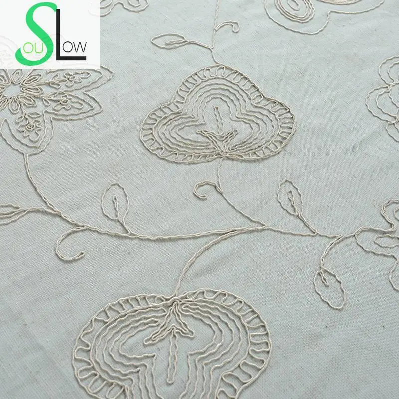 Медленная душа вышитая Цветочная пасторальная хлопковая тканевая занавеска с