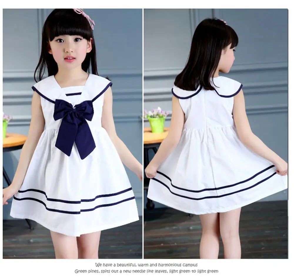 Летнее платье для девочек темно-синее Детская одежда 2018 новый бренд школьный