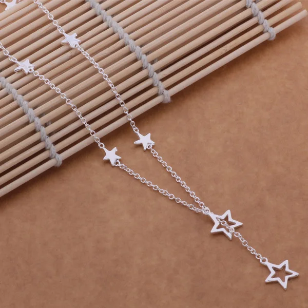 2015 модная звезда серебряного цвета кулон и тонкое ожерелье красивые сексуальные