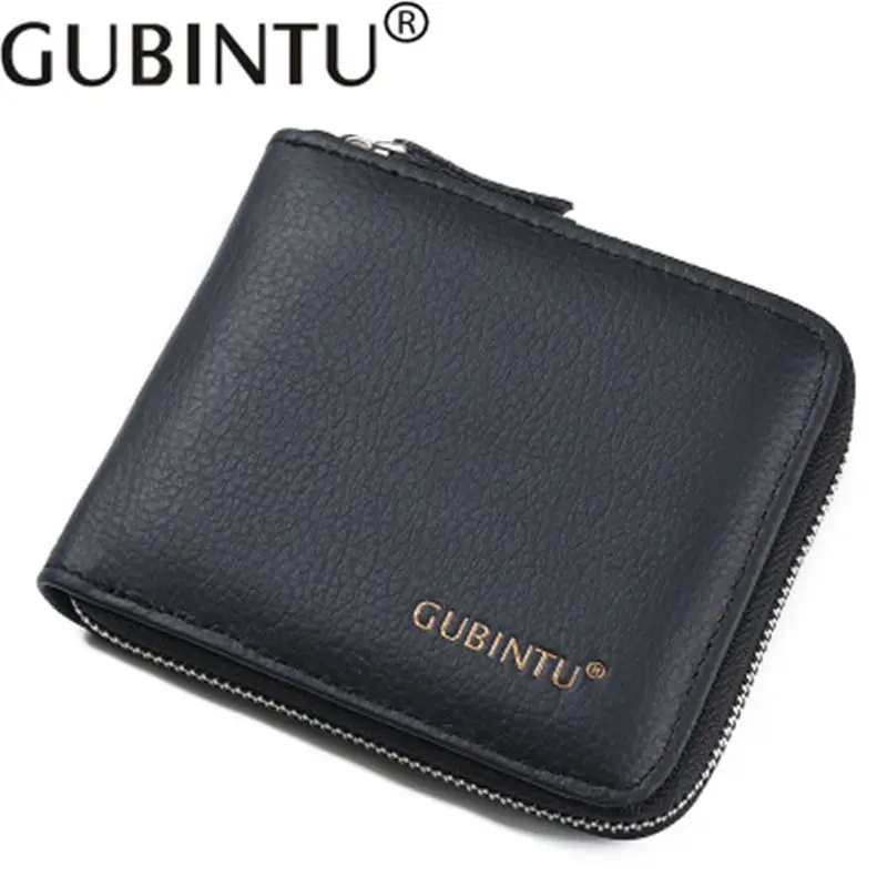 

GUBINTU Fashion Men Wallets Genuine Leather Zipper Around Wallet Credit Card Holder Business Coin Purse Card Holder Wallet Men