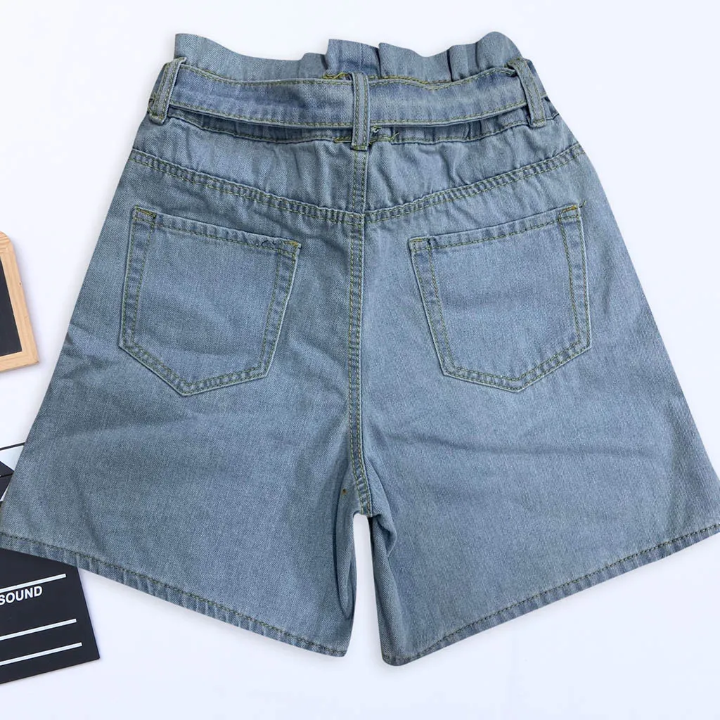 

Womail shorts Women summer denim shorts Casual High Waist New Femme Push Up Loose Slim Denim Shorts Witn Belt 2019 M52