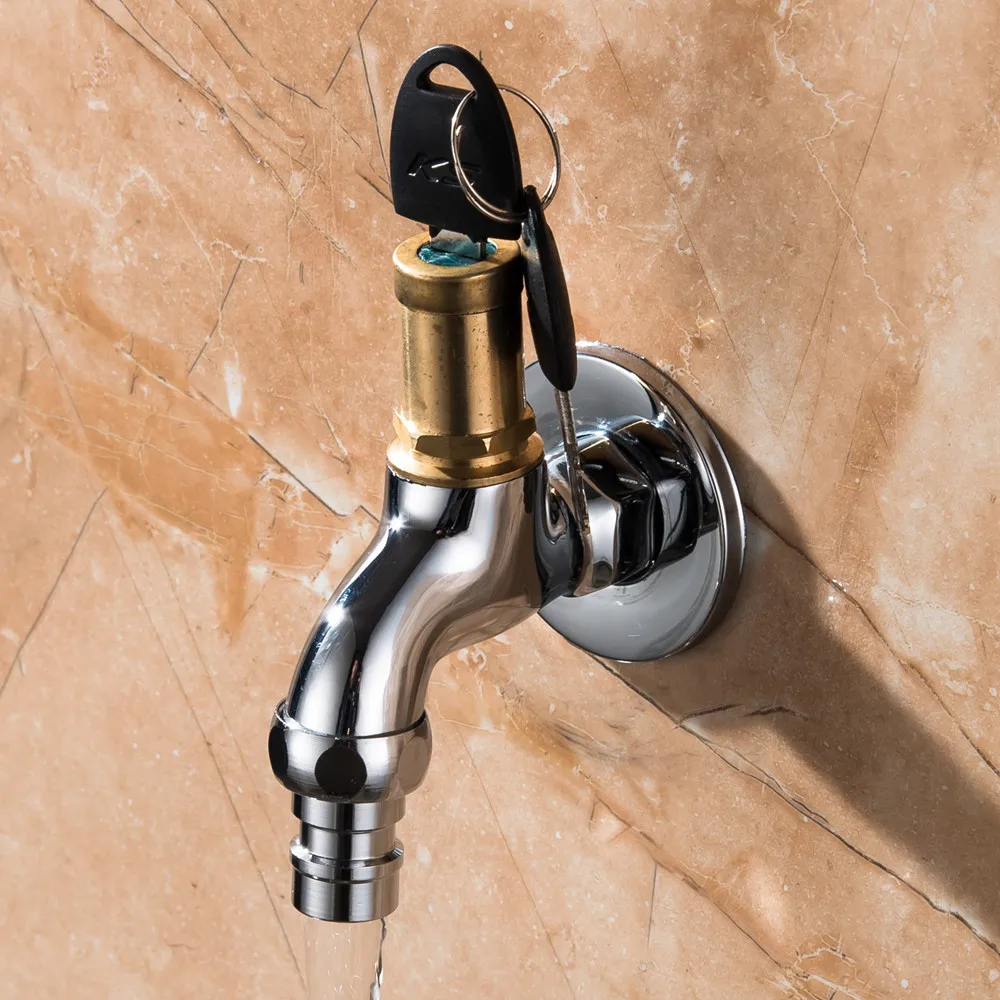 

Portable Wash Water Faucet Household Outdoor Faucet With Lock Key Alloy Faucet Single Tap anti-theft For Outdoor