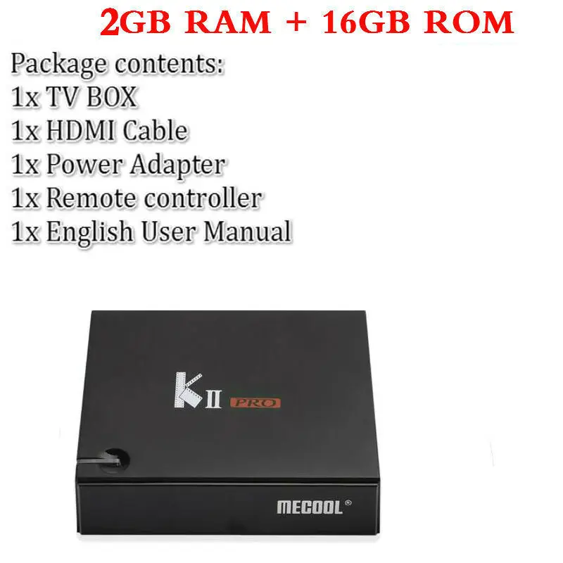 MECOOL KII PRO Android 7.1.1 ТВ приставка DVB-S2 DVB-T2 K2 PRO Amlogic S905D четырехъядерный 2G16G 4K Cline NEWCAMD 2,4/5 GHz двойной Wifi - Цвет: Only Box