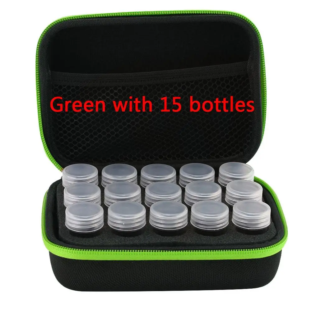 Green w 15 bottles 15/30/60 флакон со стразами картина ящик для хранения с вышивкой алмазов картина контейнер для хранения ювелирных изделий, сумка для переноски, чехол держатель ручная сумка на молнии - Цвет: Green w 15 bottles