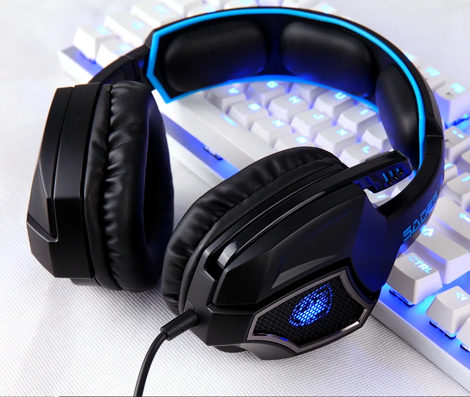 SADES Spirit Wolf USB 7,1, игровая гарнитура с объемным звуком, удобные проводные USB наушники, крутые светодиодный наушники для ноутбука