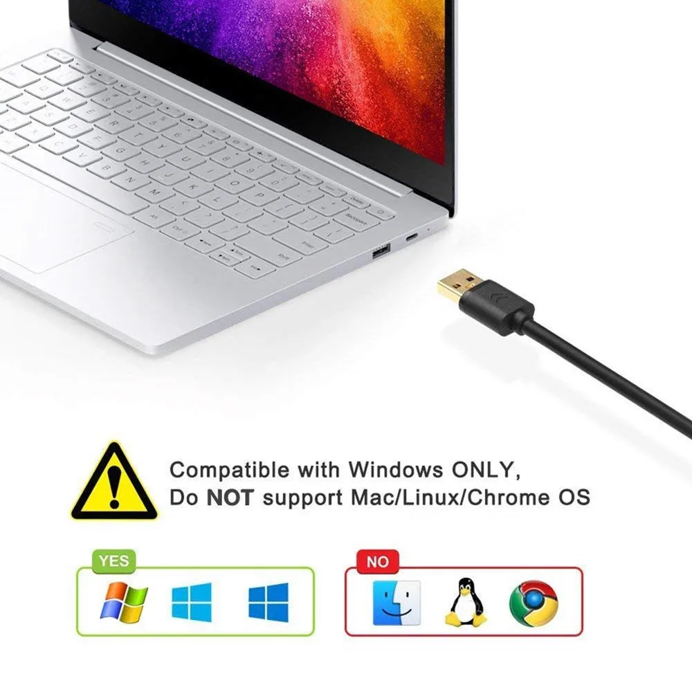 

USB 3.0 to VGA Adapter Cable USB to VGA Multi Monitor Display Video Converter Cord Support 1920x1080P For Windows 10/8.1/8/7/XP