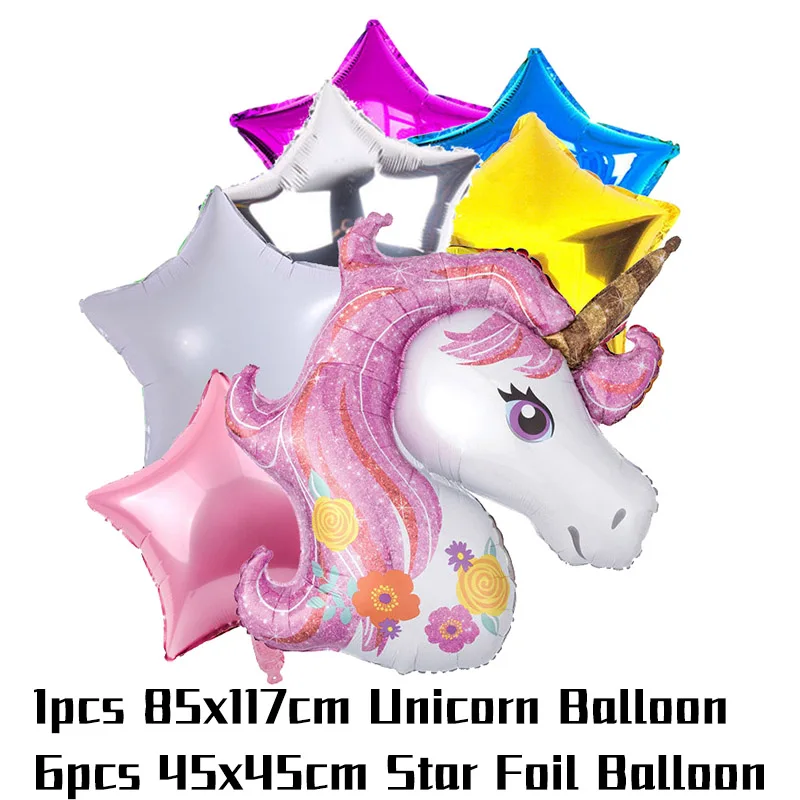 1set Unicorn Balloon На день рождения с изображением единорога декоративный комплект Единорог пластины салфетки для стаканчиков покрытие стола Беби Шауэр детский украшение на день рождения, вечеринку поставки - Цвет: 1set Unicorn Balloon