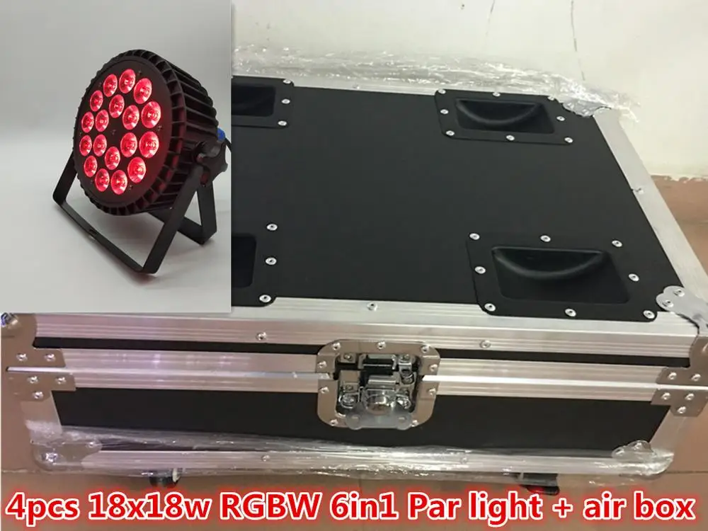 Кейс для полетов + 4 шт./18x18 Вт 6в1 LED par light RGBW полноцветная панель света dmx512