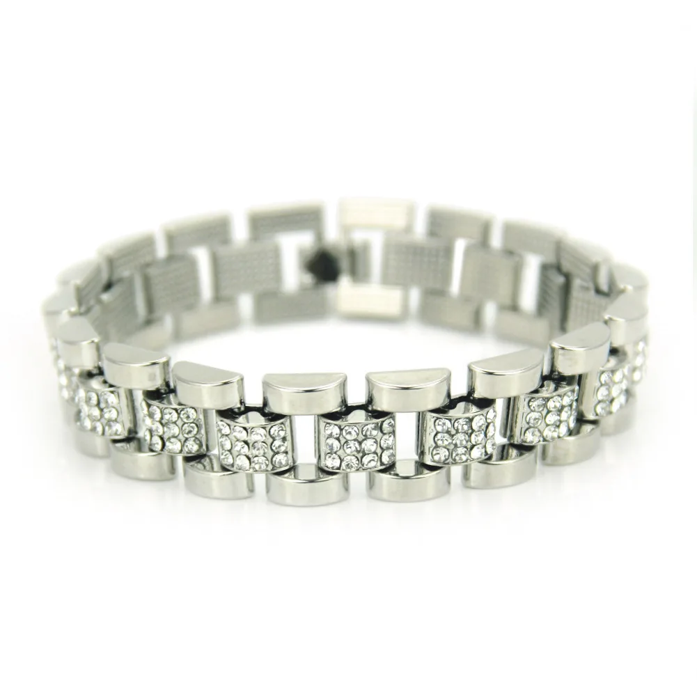 Хип хоп Полный Aaa Cz камень инкрустированный Bling Iced Out раппер браслет золотой