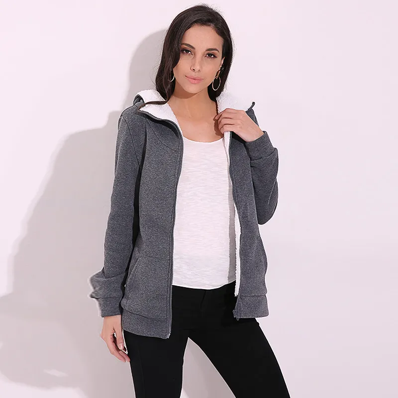 ZANZEA 4XL, зимние пальто, осень, женские длинные толстовки, свитшоты, Повседневная плотная флисовая верхняя одежда на молнии, куртка с капюшоном, плюс размер