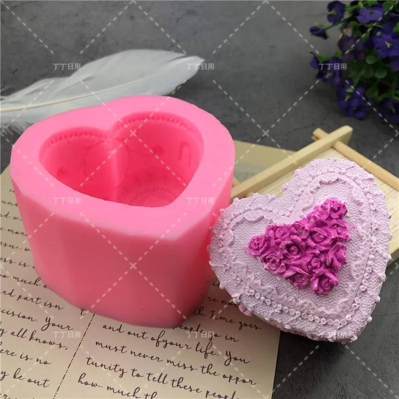 

Baking Accessories Fondant Cake Mold Bouquet Loving Heart Shape Valentine's Day Gift 3D Rose Flower 1 PC Cake Decorating Tools