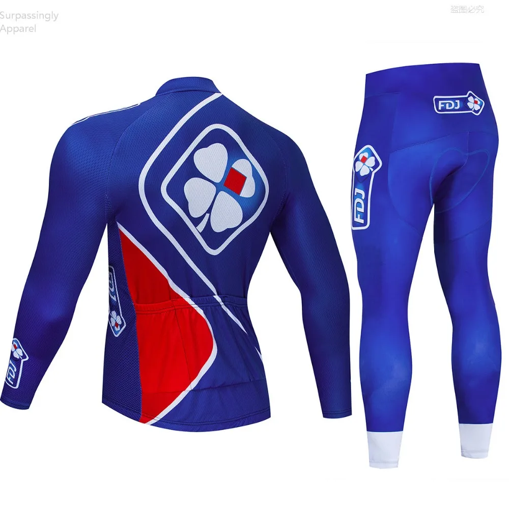 Осень 2019 синий FDJ велосипедная одежда велосипед брюки комплект Ropa Ciclismo мужчины