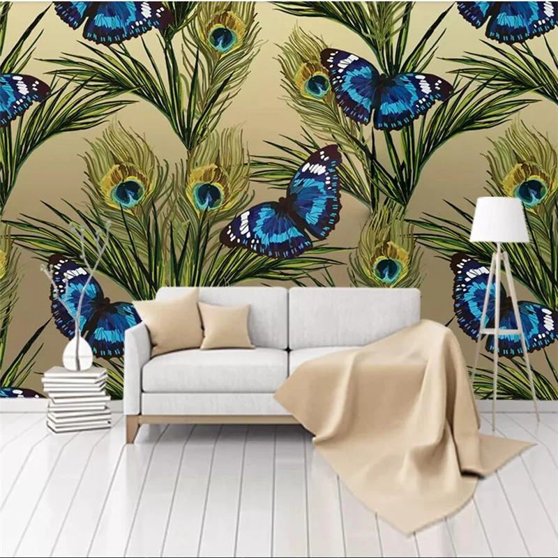 Wellyu скандинавский маленький свежий тропический лес синяя бабочка Сад Фон