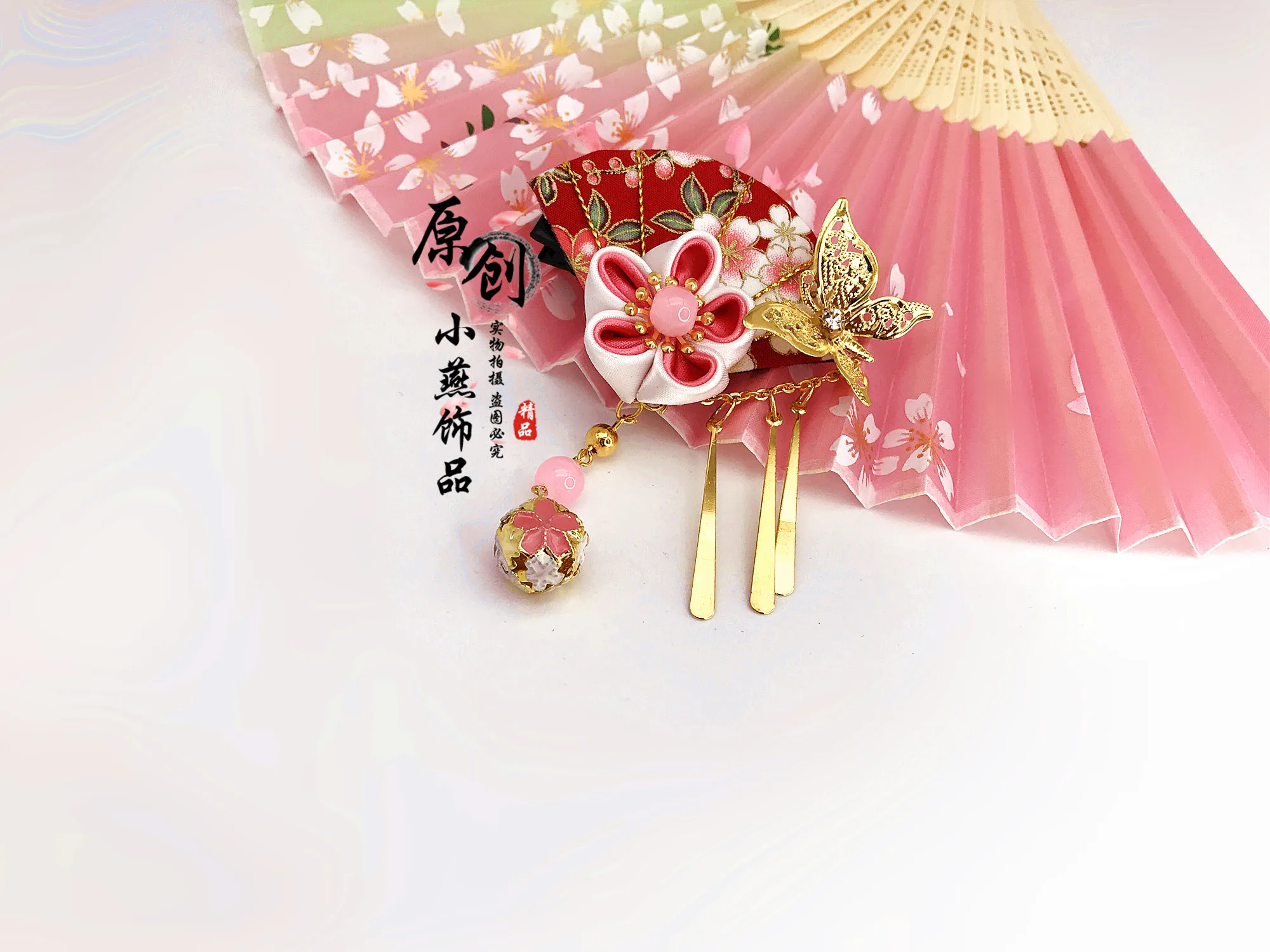 Заколка для волос ручной работы в японском винтажном стиле с изображением гейши