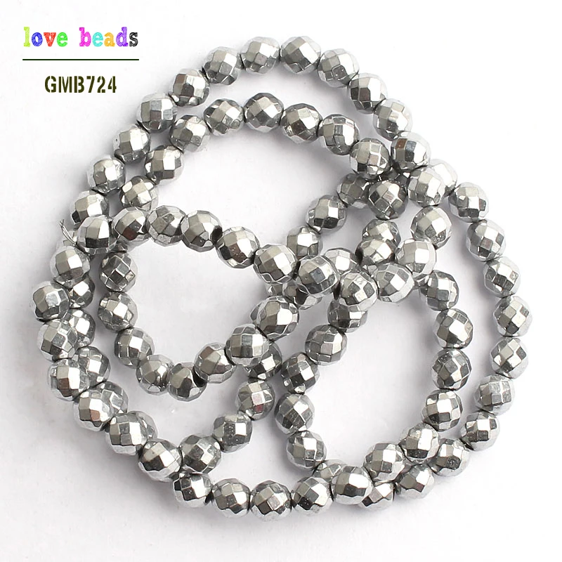 Бусины Из Натурального Посеребренного камня ограненный гематит для