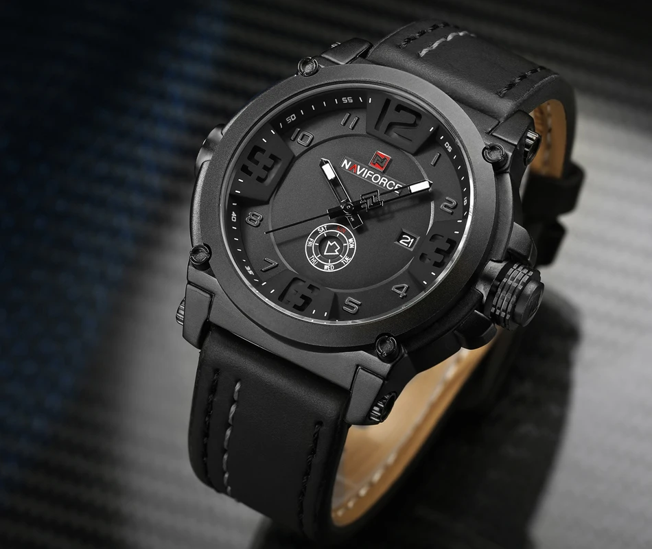 Новая мода Для мужчин S Часы naviforce militray Спорт кварцевые Для мужчин часы кожа Водонепроницаемый мужской Наручные часы Relogio Masculino