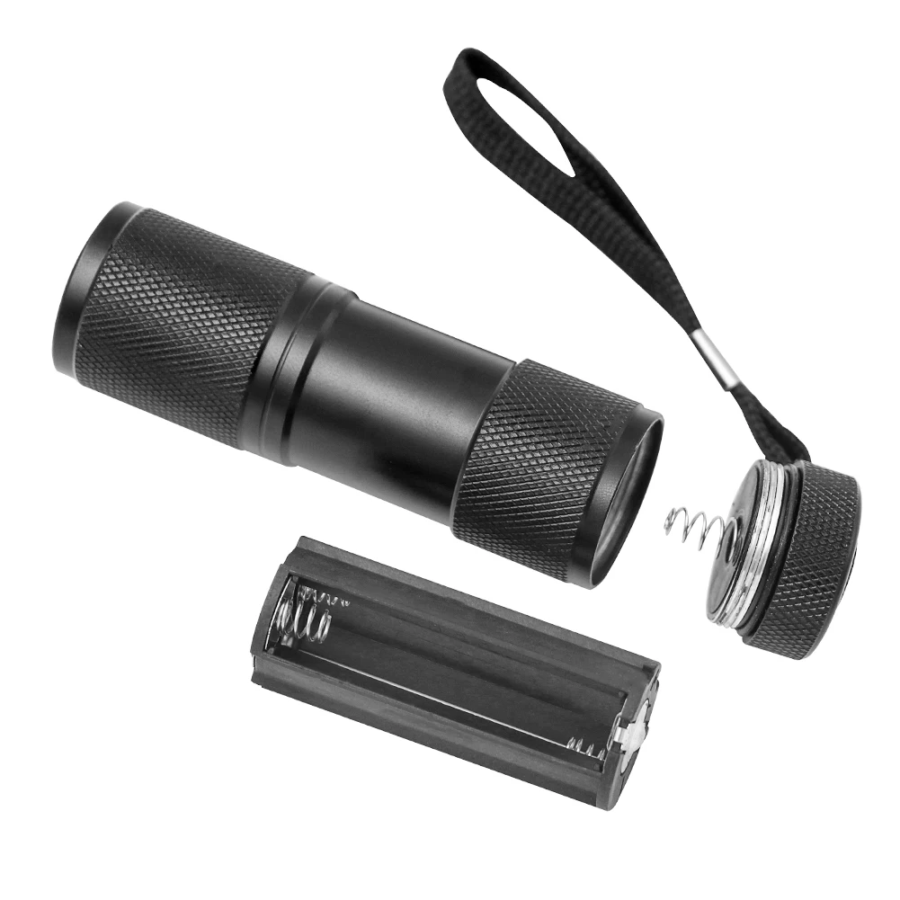 Мини Портативный УФ фонарик светильник фиолетовый 9 светодиодный