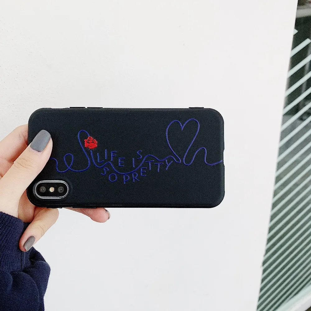 Oryksz Симпатичные тапочки с узором в виде сердца цветочный чехол для iPhone X XR XS макс 7