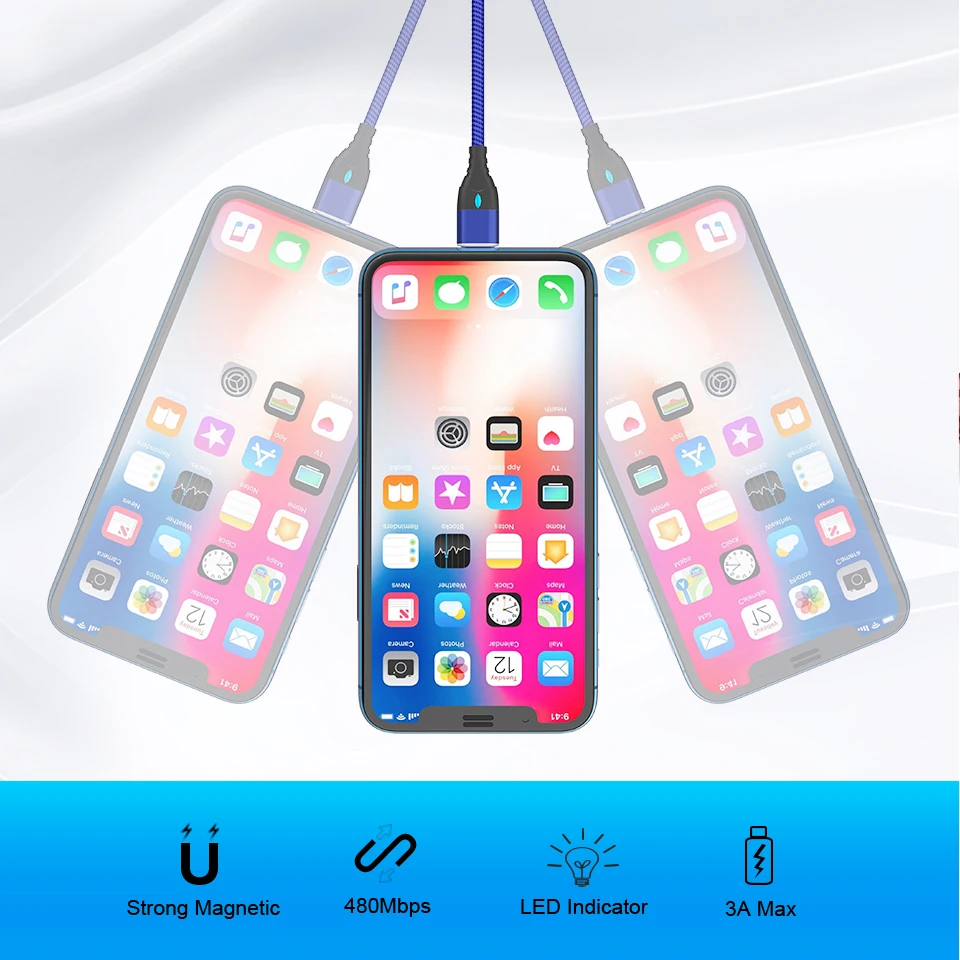 Venroii 1 м Магнитный Micro USB кабель Магнитный зарядное устройство синхронизации данных Тип C Kable Android телефон 3A провод для быстрой зарядки для samsung Xiaomi