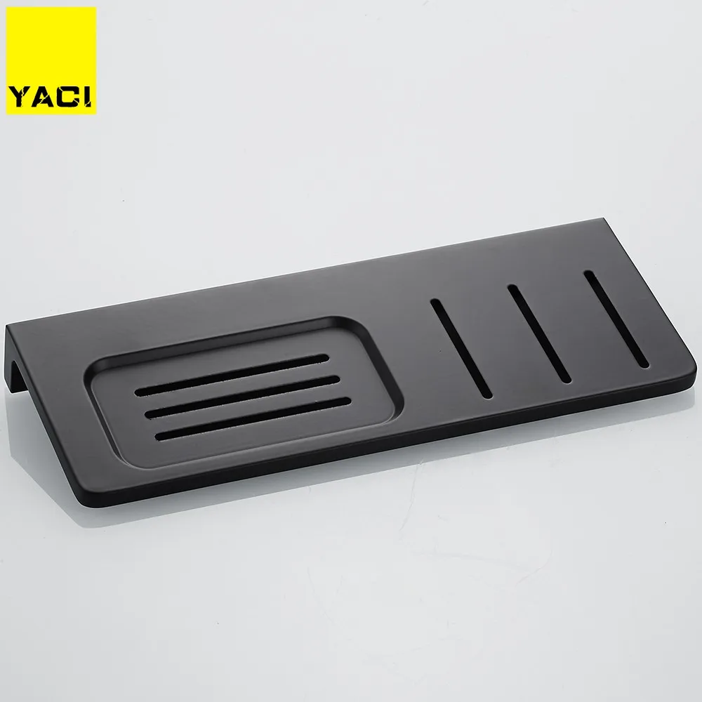 YACI Space Aluminum Black Soap Dish Wall Mounted Bathroom Accessories Product Holder Tray Rack | Обустройство дома
