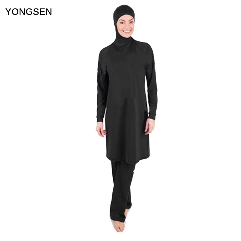 Yongsen полный охват скромный Мусульманский купальник для мусульман Купальник для женщин Арабский пляжная одежда хиджаб купальники костюм Буркини