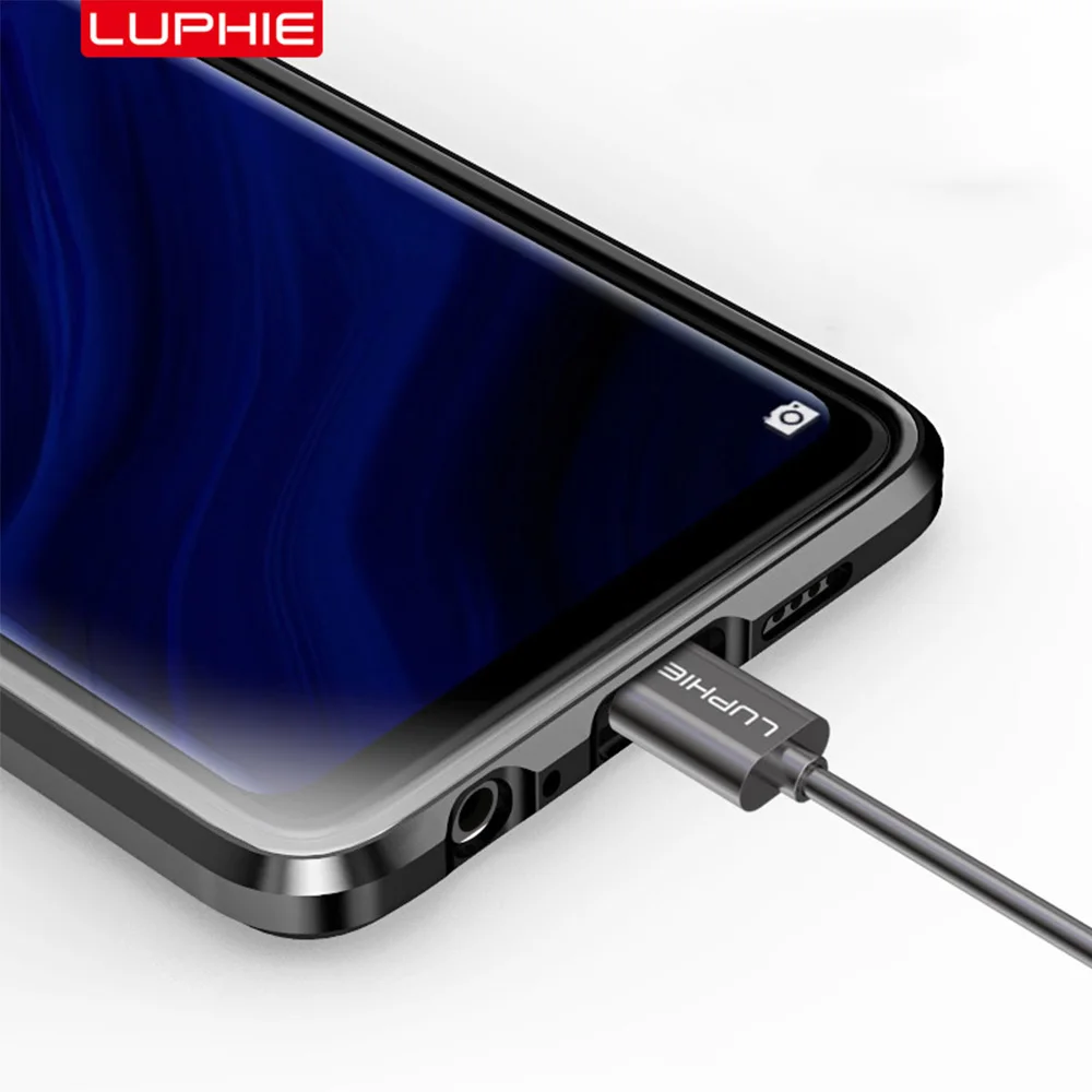 Оригинальный магнитный чехол Luphie 360 градусов для Huawei P30 Pro передняя + задняя 9H