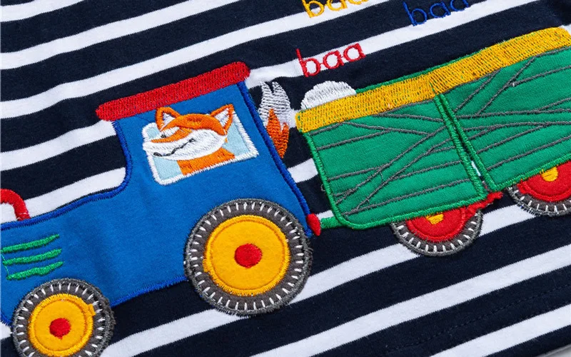 

Wholesale boutique white black stripe cotton car kids tops fall spring baby boy tee