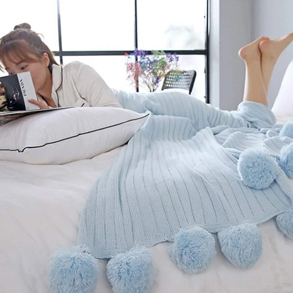 Одеяло AOK теплый квилт для софы очень мягкое вязаное крючком все сезоны спальное