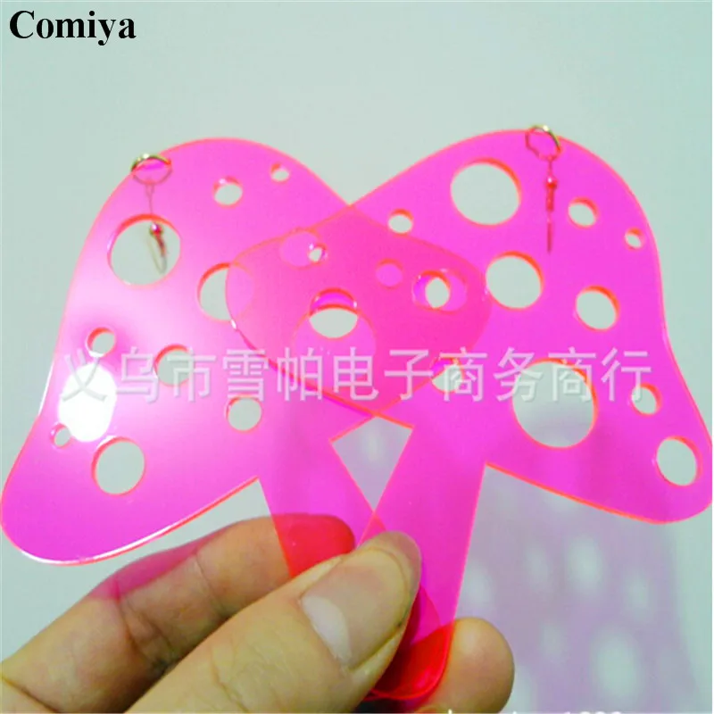 Женские серьги в стиле панк розовые массивные с подвеской виде грибного растения