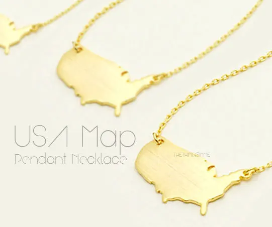30 шт-США колье в виде контура США силуэт Карта Ожерелье Америка Страна нация