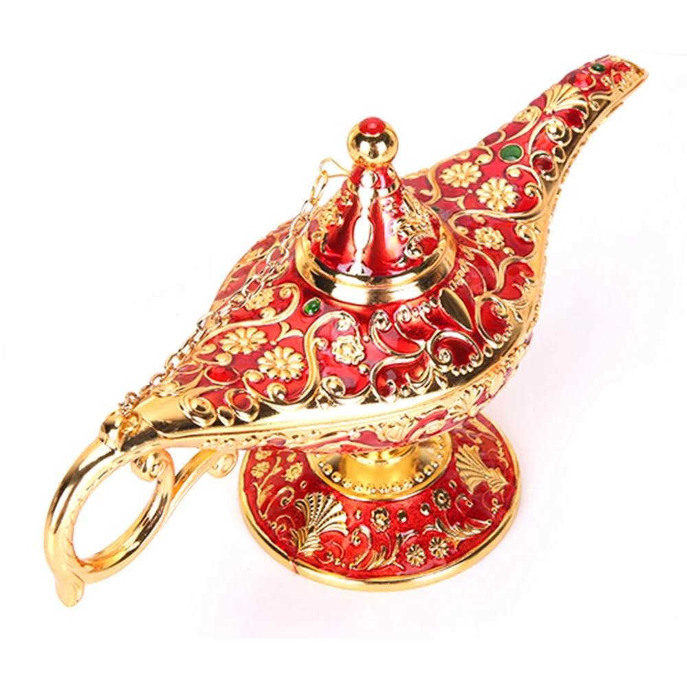 Полые резные Аладдин Металлическая лампа джинна светильник желая чай горшок