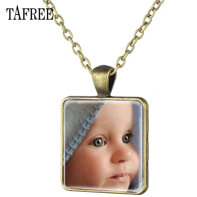 25squarebronze TAFREE индивидуальный фото кулон с текстом ожерелье ручной работы семья ребенок папа мама брат сестра друзья ювелирные изделия NA01 - Окраска металла: 25squarebronze