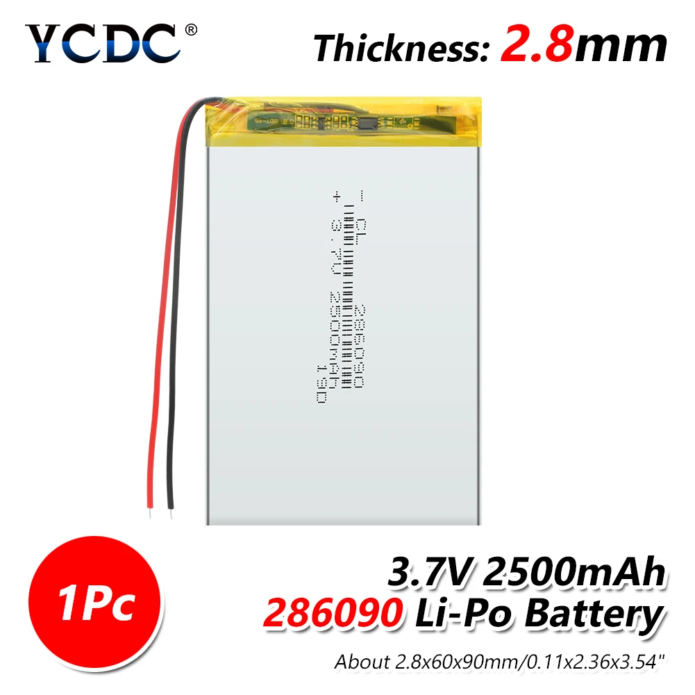 1/2/4 шт 3,7 V 286090 2500 мА/ч, Перезаряжаемые литий-полимерный Батарея Замена ячеек для электронной книги Мощность банк IPad Оборудование для psp - Цвет: 1Pc