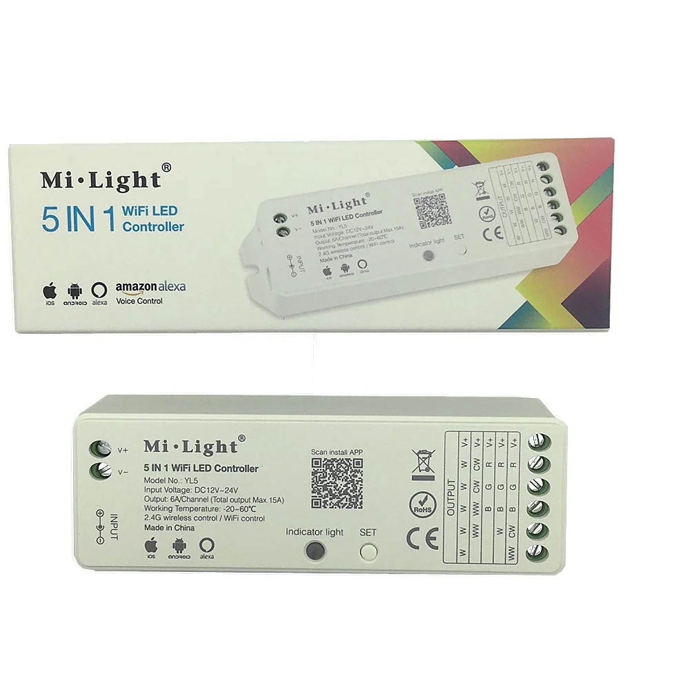 Mi светильник YL5 5 в 1 светодиодный WI FI контроллер для RGB/RGBW/RGB CCT одноцветный полосы