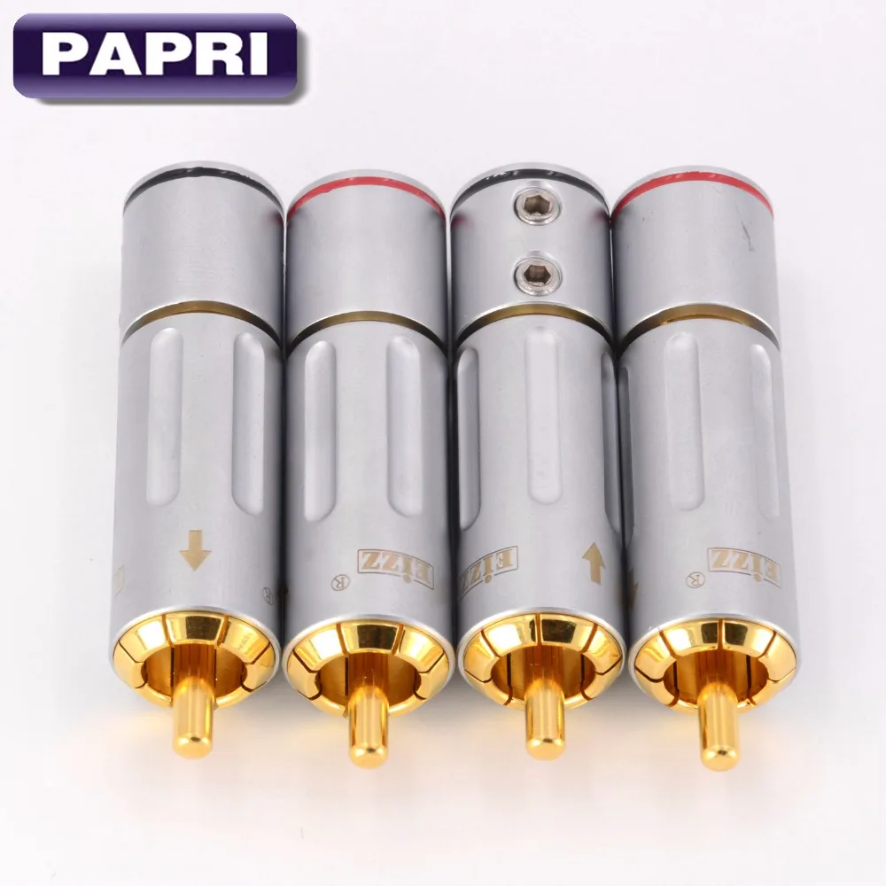 

PAPRI EIZZ Male RCA Plug 24K Gold Plated Connector Audio Video TV DVD CD Player Lot/4PCS