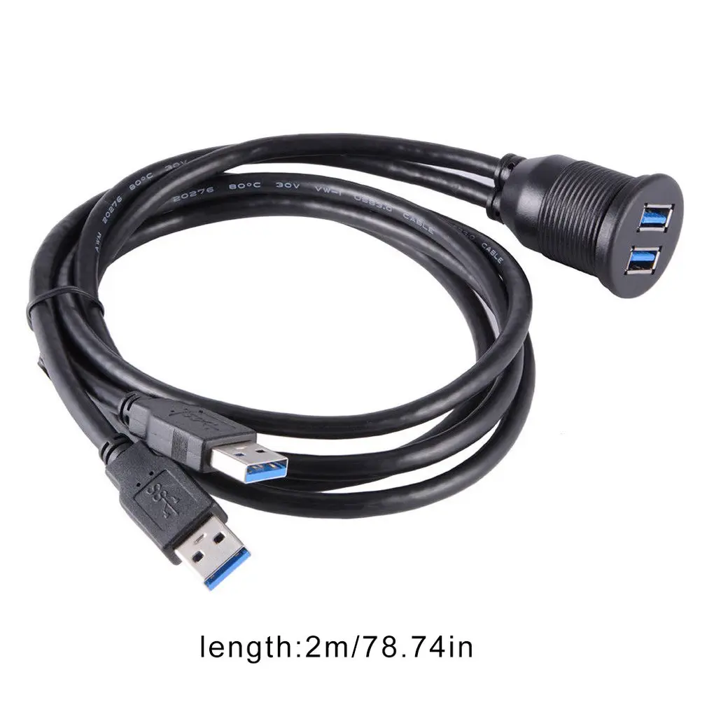 2 USB3.0 Порты Мужской до Женский кабель удлинитель для автомобиля тире Панель