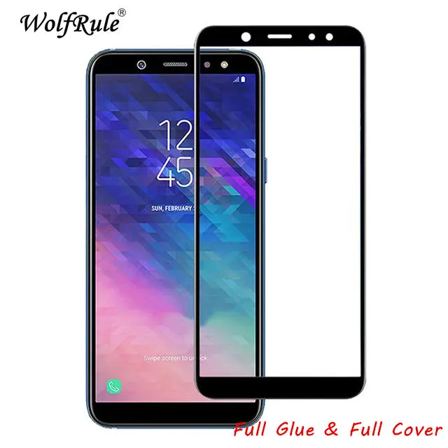 2 piezas de Protector de pantalla LCD para Samsung Galaxy A6 2018 pegamento completo vidrio A600G cubierta completa vidrio templado para Samsung A6 2018 pel&iacute;cula-0