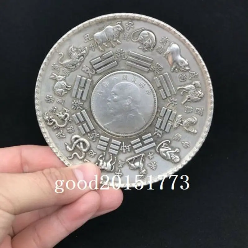 Китайское тибетское серебро ручной резьбы двенадцати статуй животных. AAAAAAAA