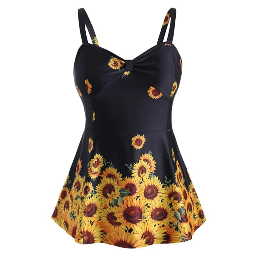 Женский купальник бикини большого размера с принтом подсолнуха для похудения