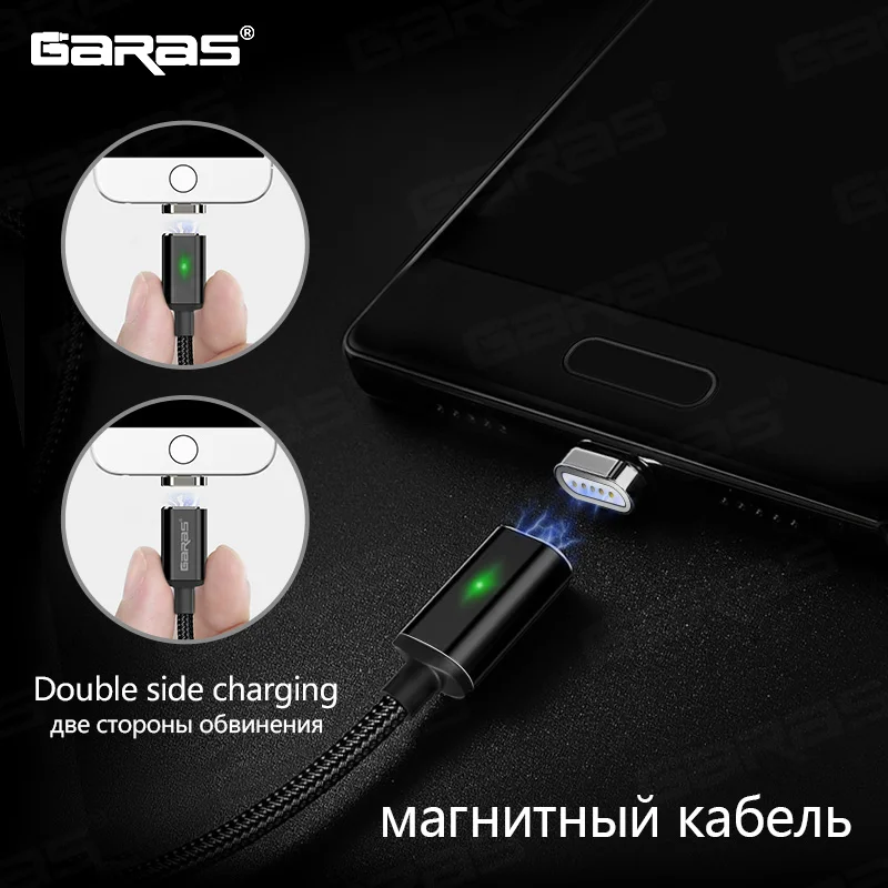 GARAS Магнитный кабель для iphone Micro Тип usb C 3in1 мобильного телефона Магнит кабель быстрой зарядки Магнитная Micro USB Кабель-адаптер